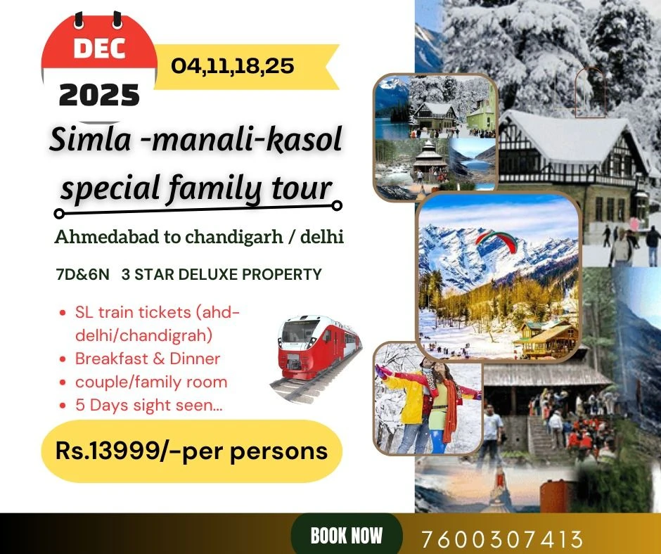 Shimla- manali-Kasol Tour Package trip poster