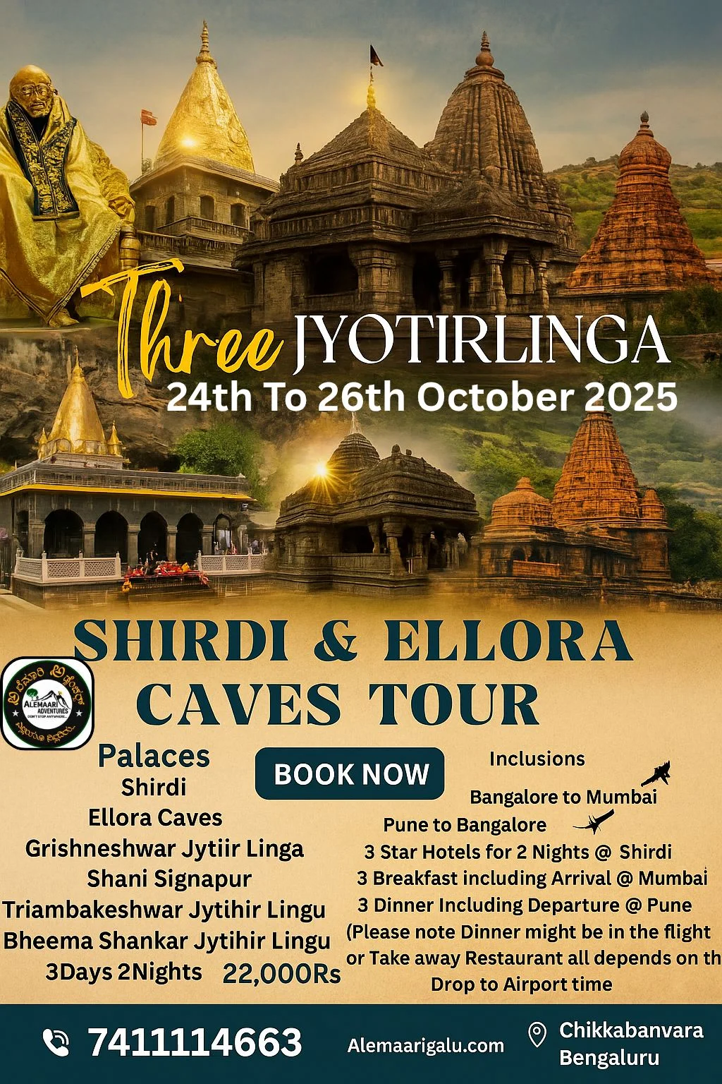 Shirdi Tour Trip & Three Jyotirlinga Darshana trip poster